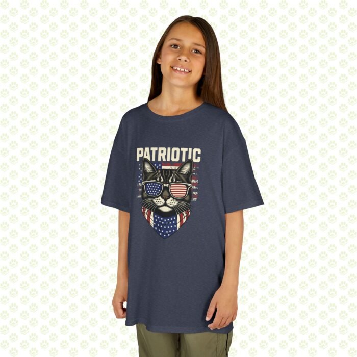 Kids Tee - Patriotic Cat Lover 4th of July - USA Flag Kitty Graphic, Independence Day Gift - Image 4