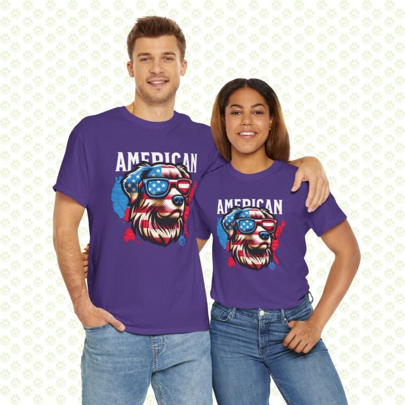 4th of July Dog Face T-Shirt | Patriotic Pet Lover Tee | USA Flag Dog Shirt for Men & Women | Independence Day Unisex Heavy Cotton Tee