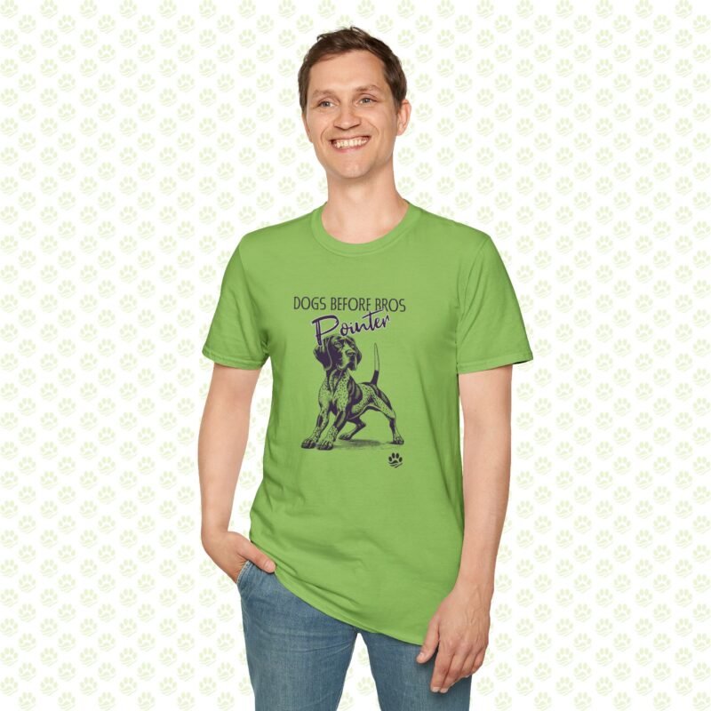 Dogs Before Bros Pointer Unisex Softstyle T-Shirt – Funny Dog Lover Gift, Cute Pointer Dog Graphic Tee