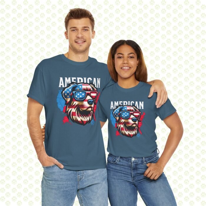 4th of July Dog Face T-Shirt | Patriotic Pet Lover Tee | USA Flag Dog Shirt for Men & Women | Independence Day Unisex Heavy Cotton Tee - Image 9