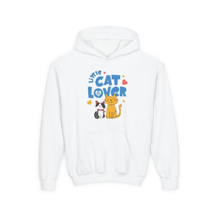 Youth Heavy Blend Hooded Sweatshirt Cat Lover Hoodie - Little Cat Lover - Image 2