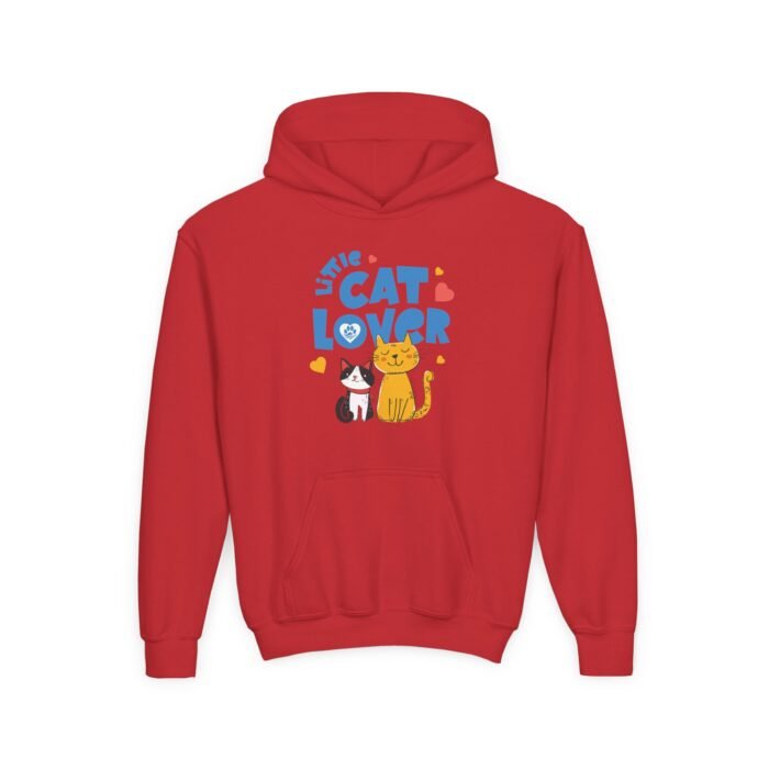 Youth Heavy Blend Hooded Sweatshirt Cat Lover Hoodie - Little Cat Lover - Image 4