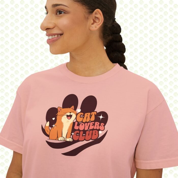 Women's Boxy Tee - Cat Lovers Club, Cute Minimalist Graphic, Gift for Cat Moms - Image 2