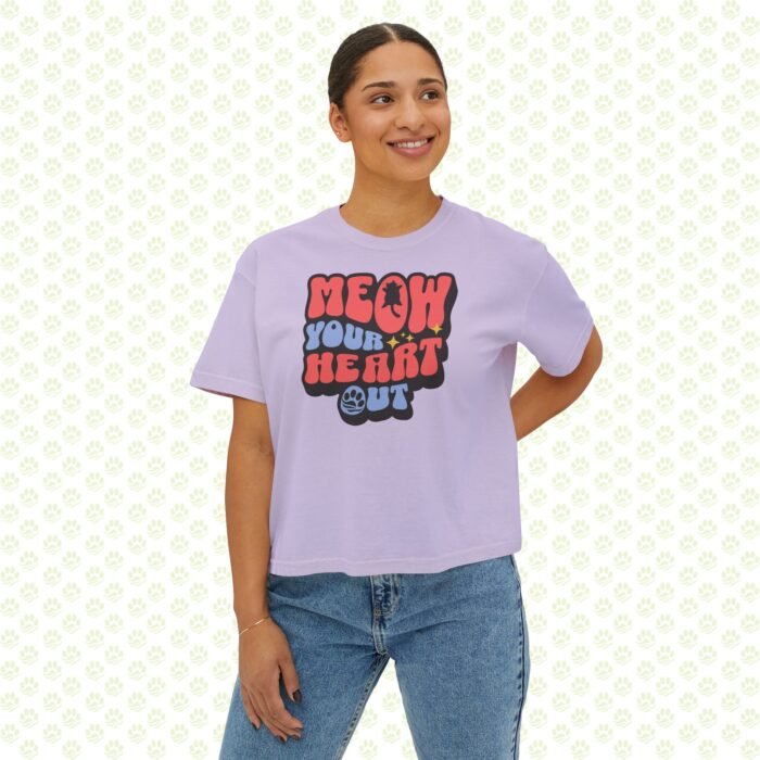 Women's Boxy Tee Meow Your Heart Out - Image 9