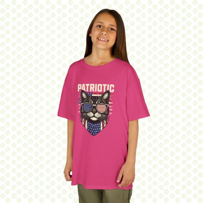 Kids Tee - Patriotic Cat Lover 4th of July - USA Flag Kitty Graphic, Independence Day Gift - Image 8