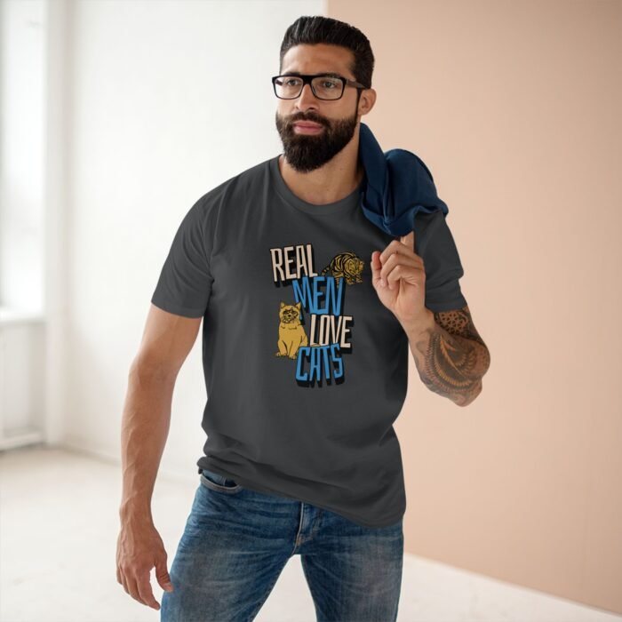 Real Men Love Cats Adult Staple T-Shirt – Funny Cat Dad Unisex Tee, 100% Cotton, Gift for Cat Lovers - Image 4