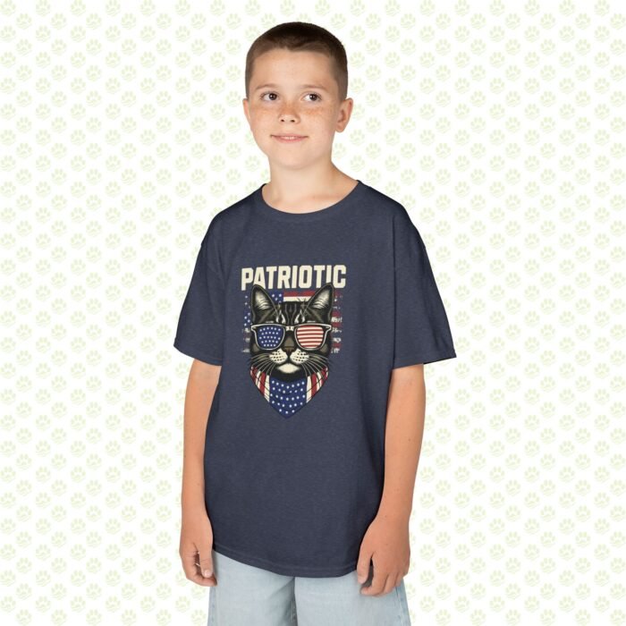 Kids Tee - Patriotic Cat Lover 4th of July - USA Flag Kitty Graphic, Independence Day Gift - Image 3