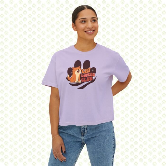 Women's Boxy Tee - Cat Lovers Club, Cute Minimalist Graphic, Gift for Cat Moms - Image 7