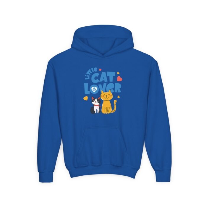 Youth Heavy Blend Hooded Sweatshirt Cat Lover Hoodie - Little Cat Lover - Image 3