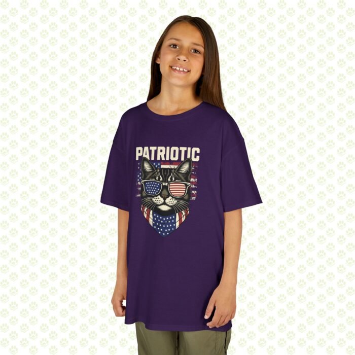 Kids Tee - Patriotic Cat Lover 4th of July - USA Flag Kitty Graphic, Independence Day Gift - Image 6