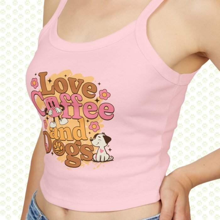 Woman's Spaghetti Strap Tank Top - Love Coffee and Dogs - Image 4