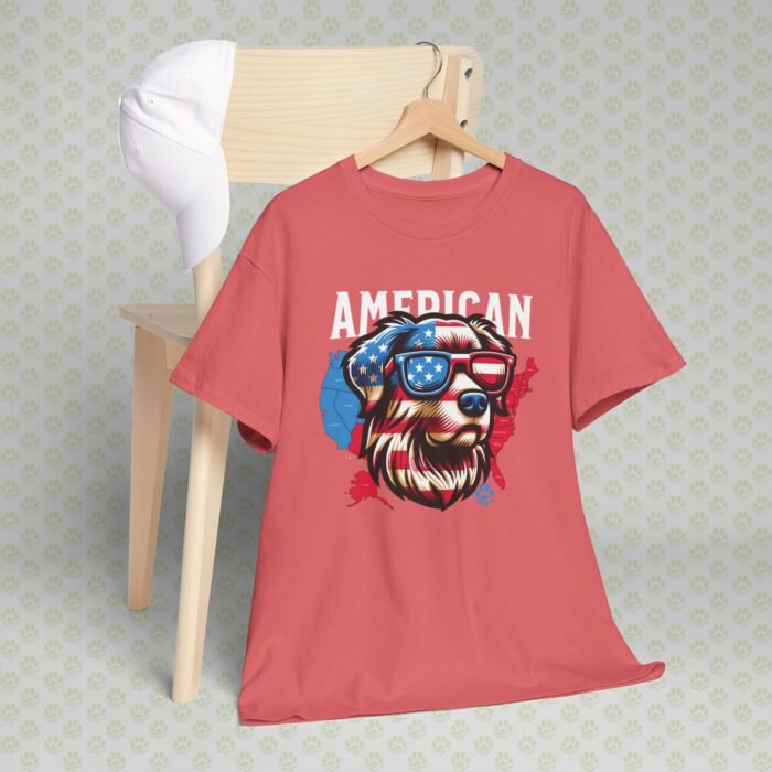 4th of July Dog Face T-Shirt | Patriotic Pet Lover Tee | USA Flag Dog Shirt for Men & Women | Independence Day Unisex Heavy Cotton Tee - Image 4