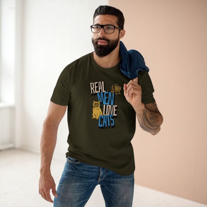 Real Men Love Cats Adult Staple T-Shirt – Funny Cat Dad Unisex Tee, 100% Cotton, Gift for Cat Lovers - Image 3