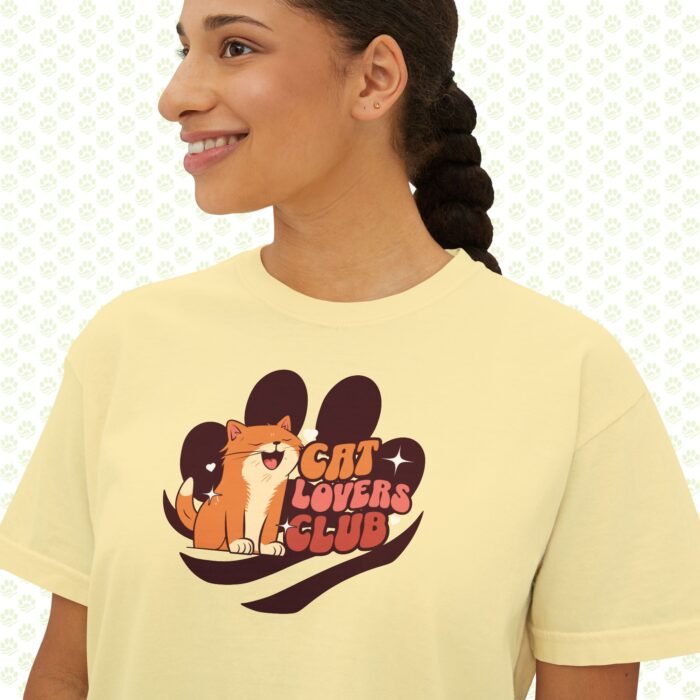 Women's Boxy Tee - Cat Lovers Club, Cute Minimalist Graphic, Gift for Cat Moms - Image 4