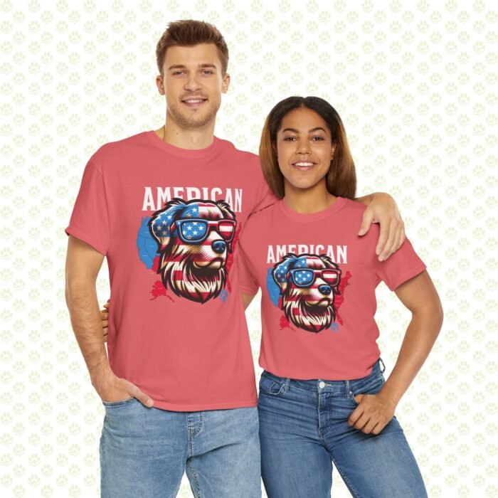 4th of July Dog Face T-Shirt | Patriotic Pet Lover Tee | USA Flag Dog Shirt for Men & Women | Independence Day Unisex Heavy Cotton Tee - Image 3