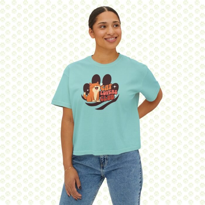 Women's Boxy Tee - Cat Lovers Club, Cute Minimalist Graphic, Gift for Cat Moms - Image 5