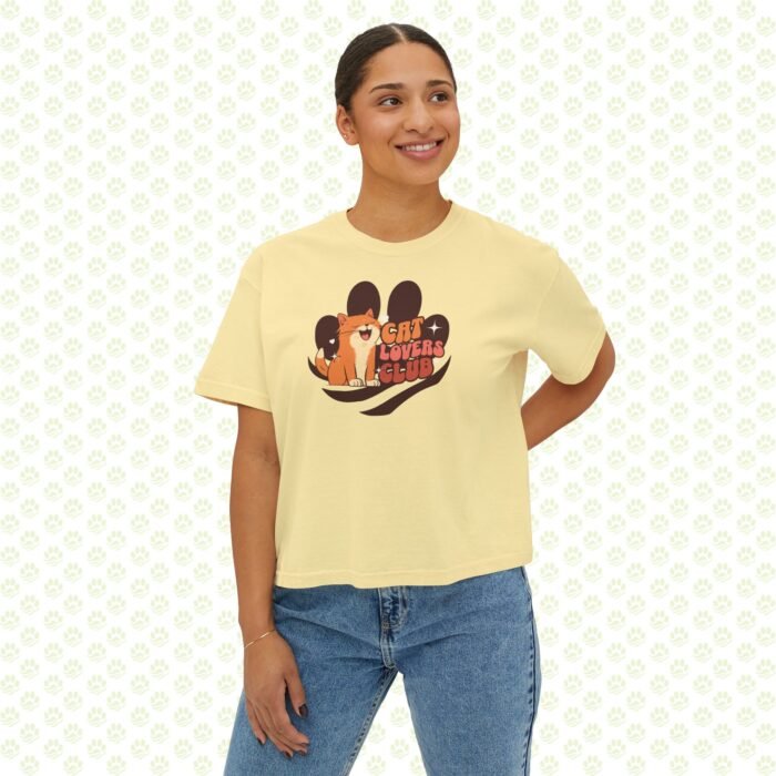 Women's Boxy Tee - Cat Lovers Club, Cute Minimalist Graphic, Gift for Cat Moms - Image 3