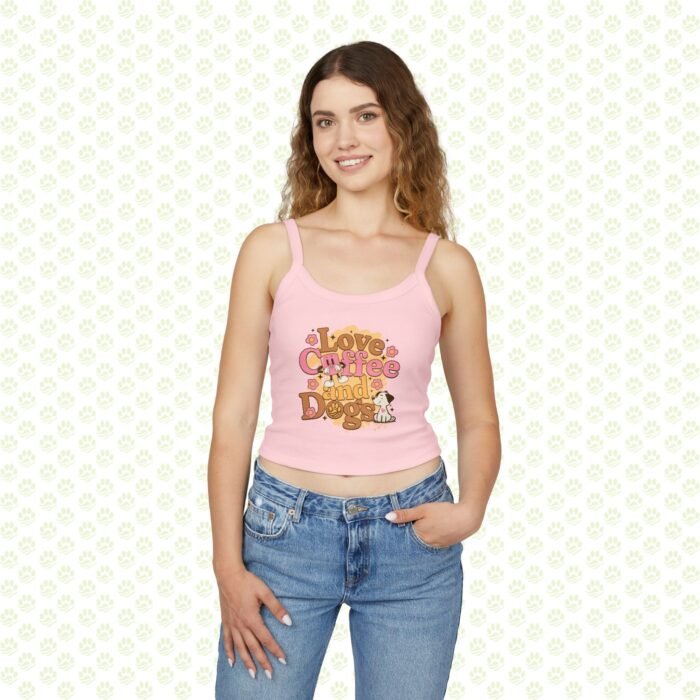 Woman's Spaghetti Strap Tank Top - Love Coffee and Dogs - Image 3
