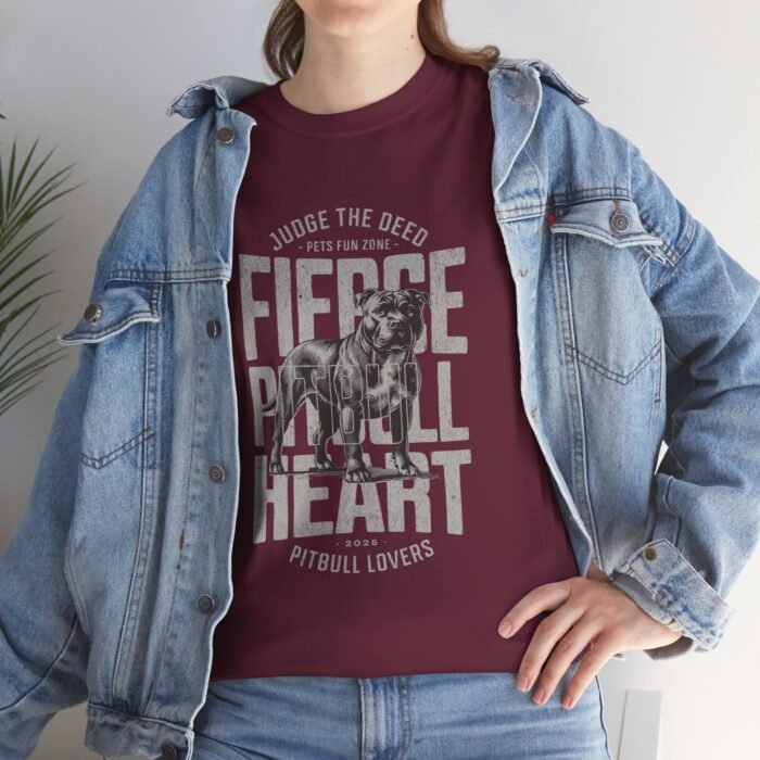 Pitbull Tee - Fierce Pitbull Heart Design - Image 2