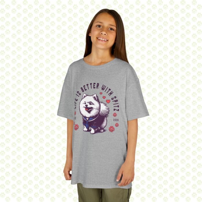 Kids Tee – Spitz Cute Dog Print, Adorable Fluffy Puppy T-Shirt for Children, Fun Pet Lover Graphic Top - Image 3