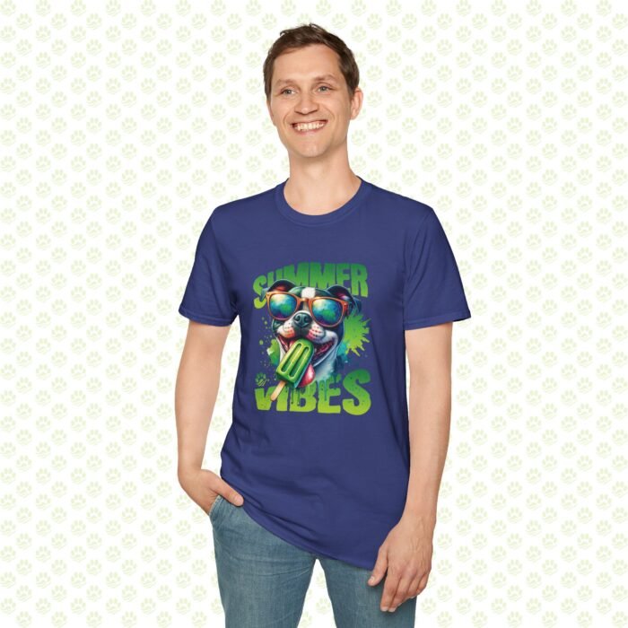 Dog Summer Vibes Unisex Softstyle T-Shirt – Cute Beach Dog Graphic Tee, Fun Pet Lover Summer Shirt - Image 3