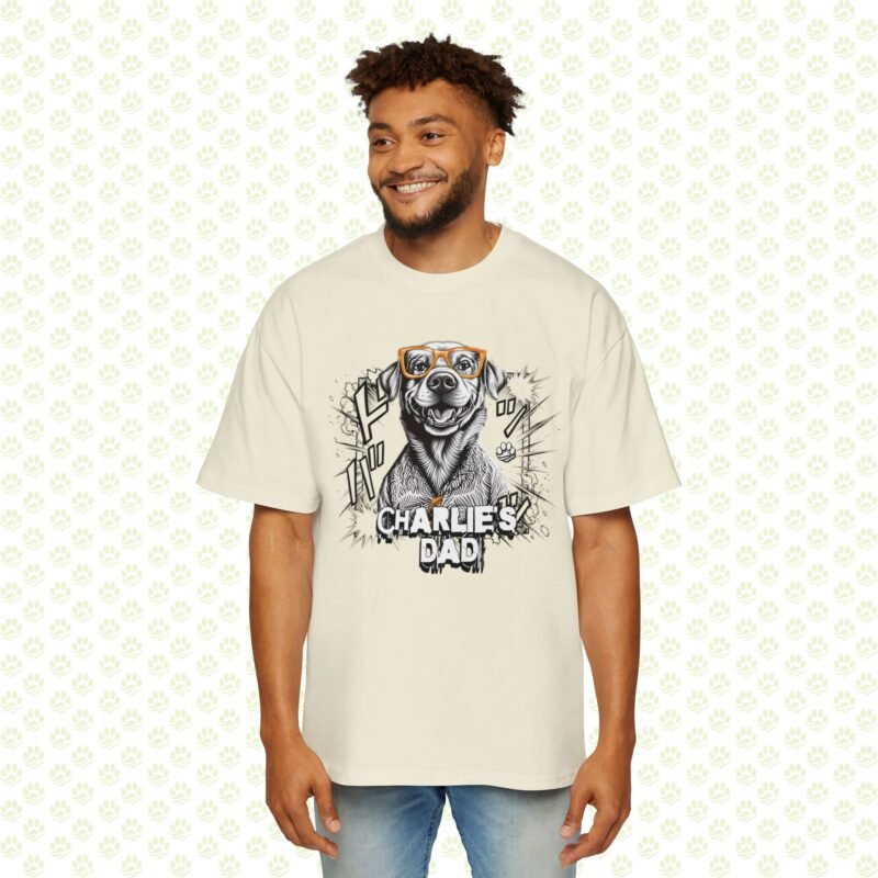 Personalized Dog Dad Men’s Heavy Oversized Tee – Custom Name, Bold Graphic, Trendy Gift for Pet Lovers