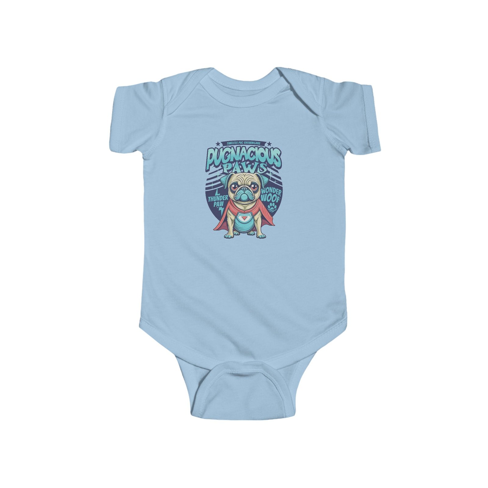 Baby Onesie – Dog Lover PUG Fine Jersey Bodysuit, Soft Puppy Graphic Infant Romper, Cute Gift for Newborns & Parents