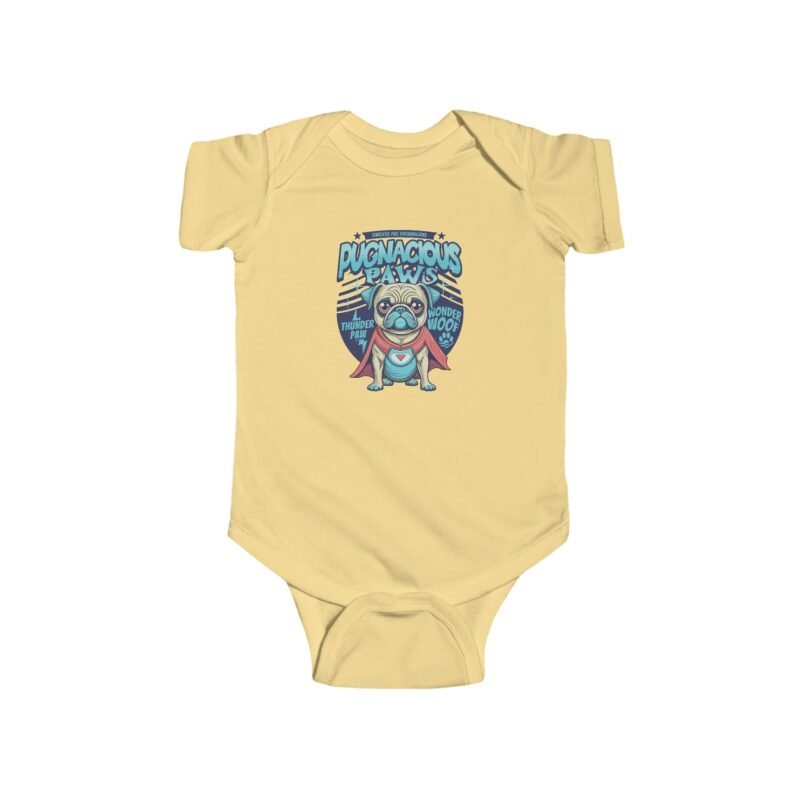 Baby Onesie – Dog Lover PUG Fine Jersey Bodysuit, Soft Puppy Graphic Infant Romper, Cute Gift for Newborns & Parents
