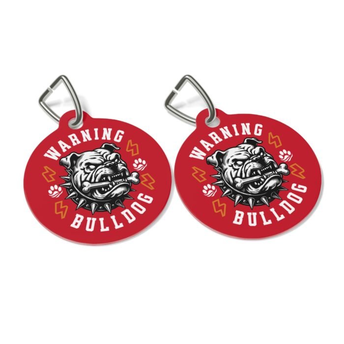 Pet Tag – Warning Bulldog Design, Durable Customizable Dog ID Tag - Image 4