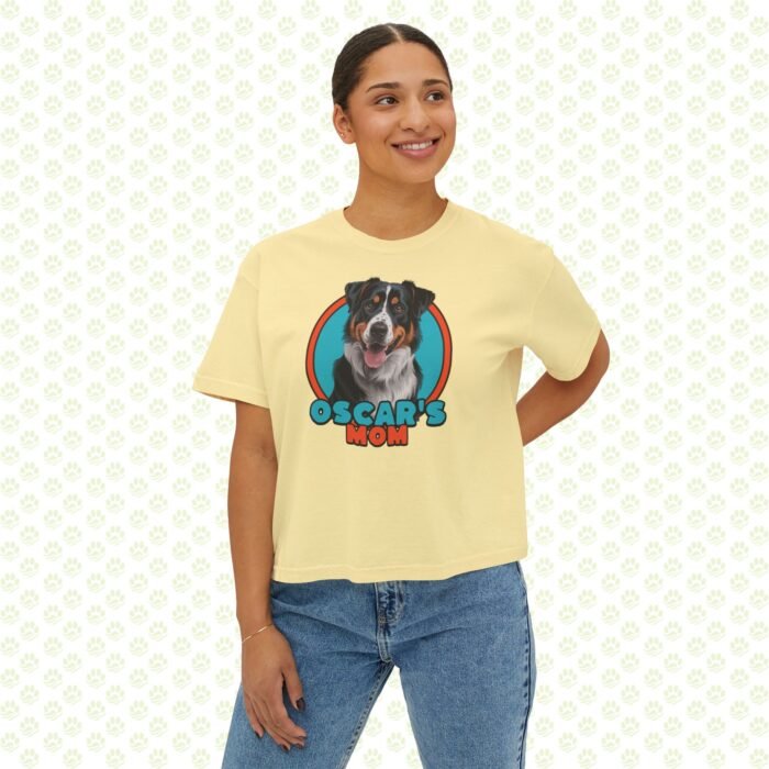 Personalized Dog Mom Women’s Boxy Tee – Custom Name, Cute Dog Graphic, Trendy Relaxed Fit Gift for Pet Moms - Image 3
