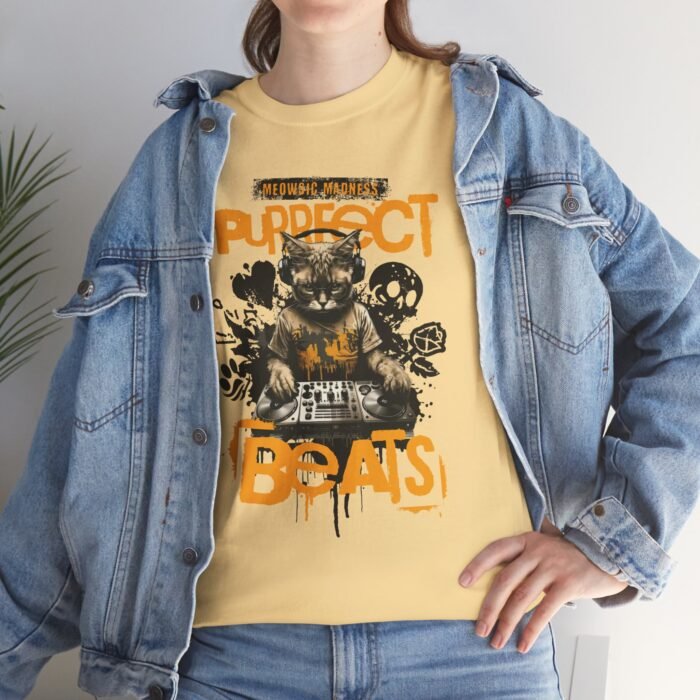 Mewsic Purfect Beats Unisex Tee – Cool DJ Cat Graphic, Fun Music & Cat Lover T-Shirt - Image 4
