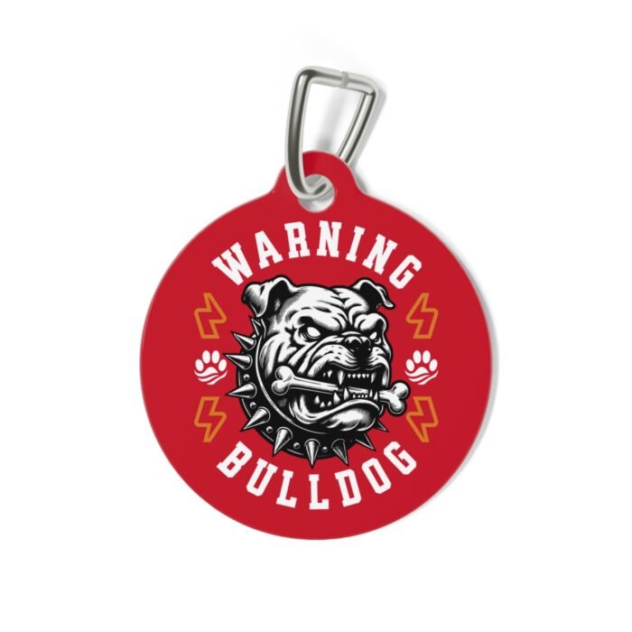 Pet Tag – Warning Bulldog Design, Durable Customizable Dog ID Tag - Image 3