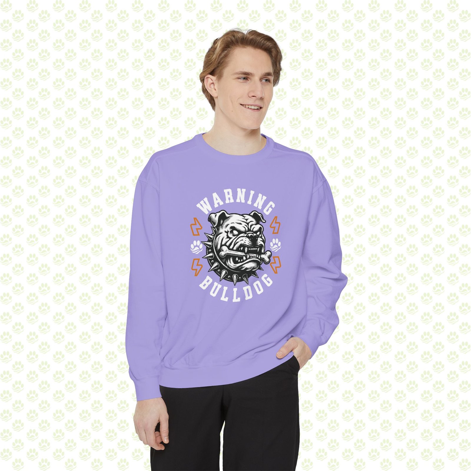 Bulldog Warning Sweatshirt – Funny Alert Dog Lover Crewneck, Cozy Unisex Pet Owner Pullover