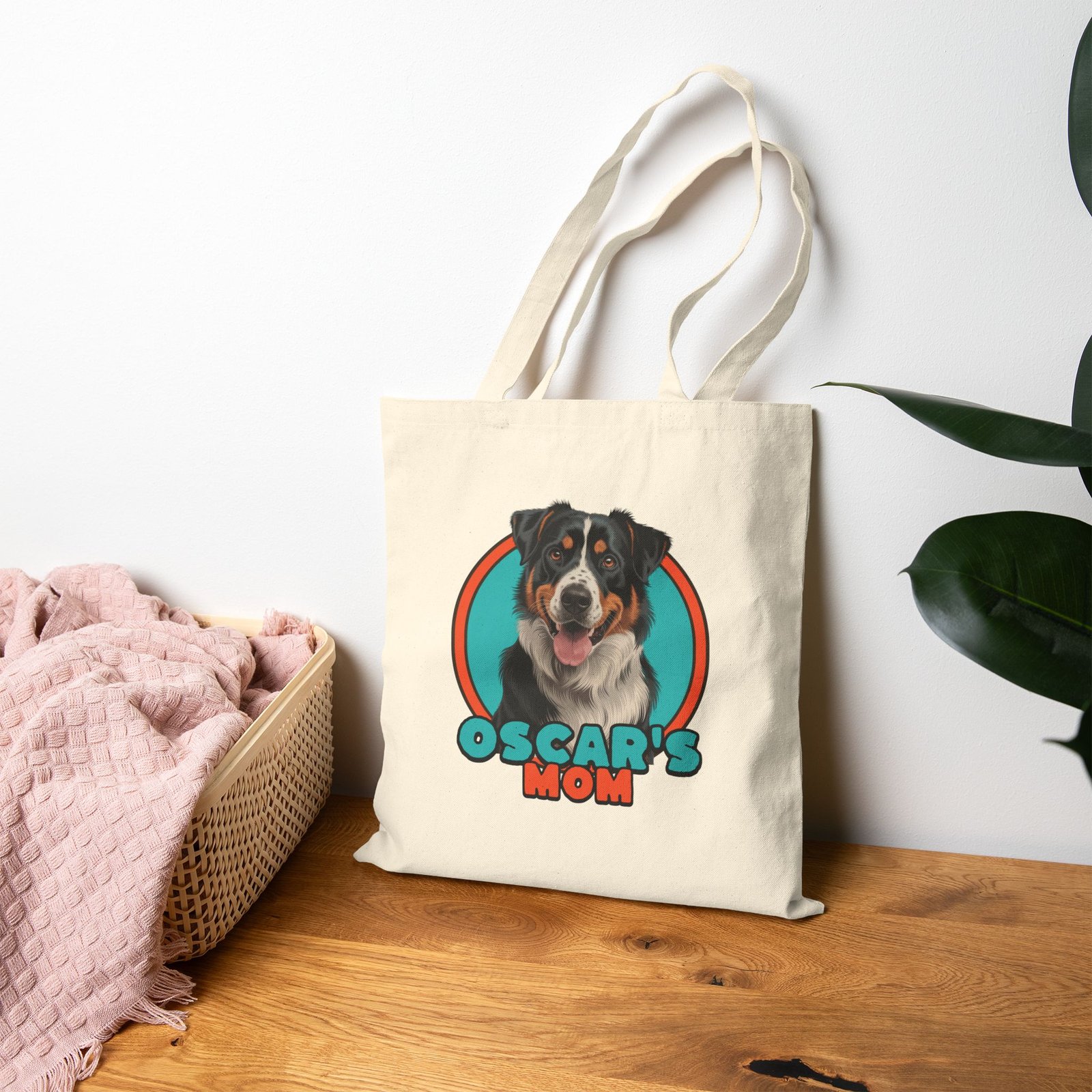 Personalized Dog Mom Cotton Canvas Tote Bag – Custom Name, Cute Pet Lover Gift, Eco-Friendly Reusable Shopper
