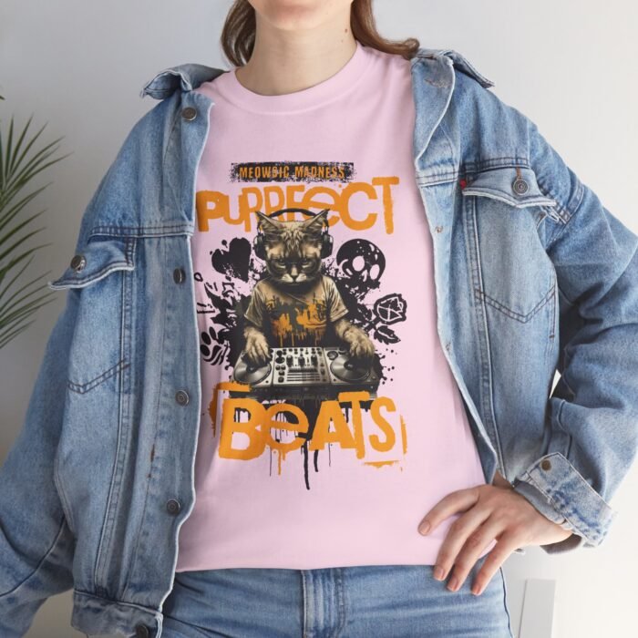 Mewsic Purfect Beats Unisex Tee – Cool DJ Cat Graphic, Fun Music & Cat Lover T-Shirt - Image 6