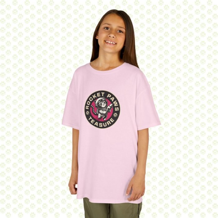 Kids Cotton Tee – Cat Lover Rocket Paws Design, Fun Space Cat Graphic T-Shirt for Children