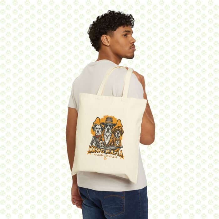 Dawg Mafia Cotton Canvas Tote Bag – Durable Eco-Friendly Dog Lover Shopping Tote, Reusable Heavy Duty Gift for Pet Owners