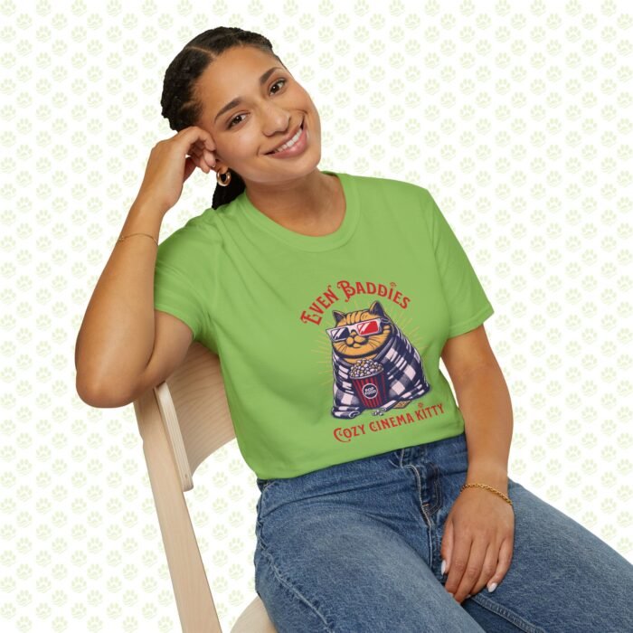 Cat Movie Night Unisex T-Shirt – Cute Popcorn Cat Graphic, Fun Movie Lover Tee for Cat Fans - Image 5