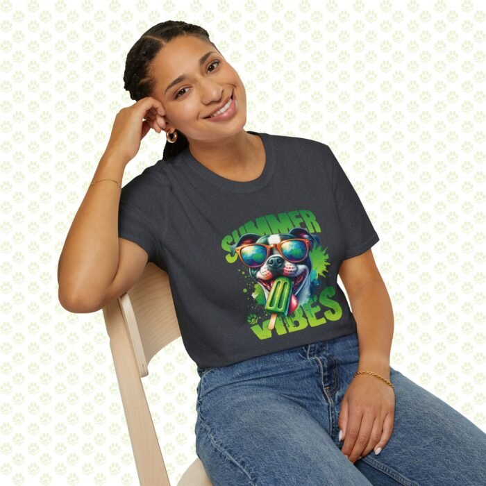 Dog Summer Vibes Unisex Softstyle T-Shirt – Cute Beach Dog Graphic Tee, Fun Pet Lover Summer Shirt - Image 6
