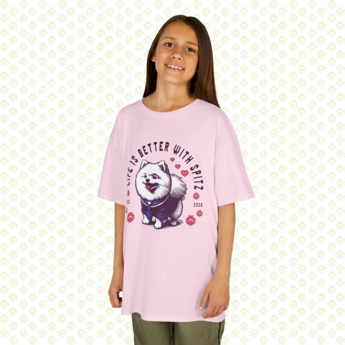 Kids Tee – Spitz Cute Dog Print, Adorable Fluffy Puppy T-Shirt for Children, Fun Pet Lover Graphic Top