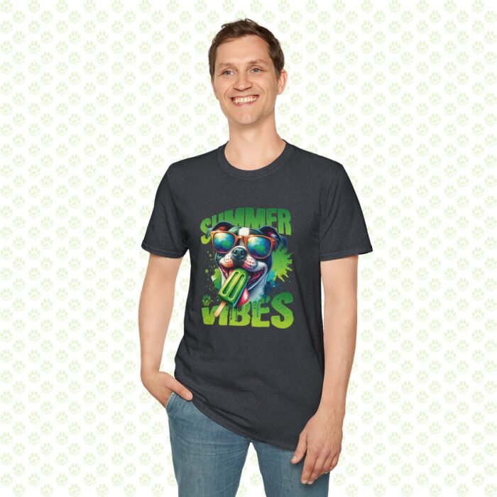 Dog Summer Vibes Unisex Softstyle T-Shirt – Cute Beach Dog Graphic Tee, Fun Pet Lover Summer Shirt - Image 5