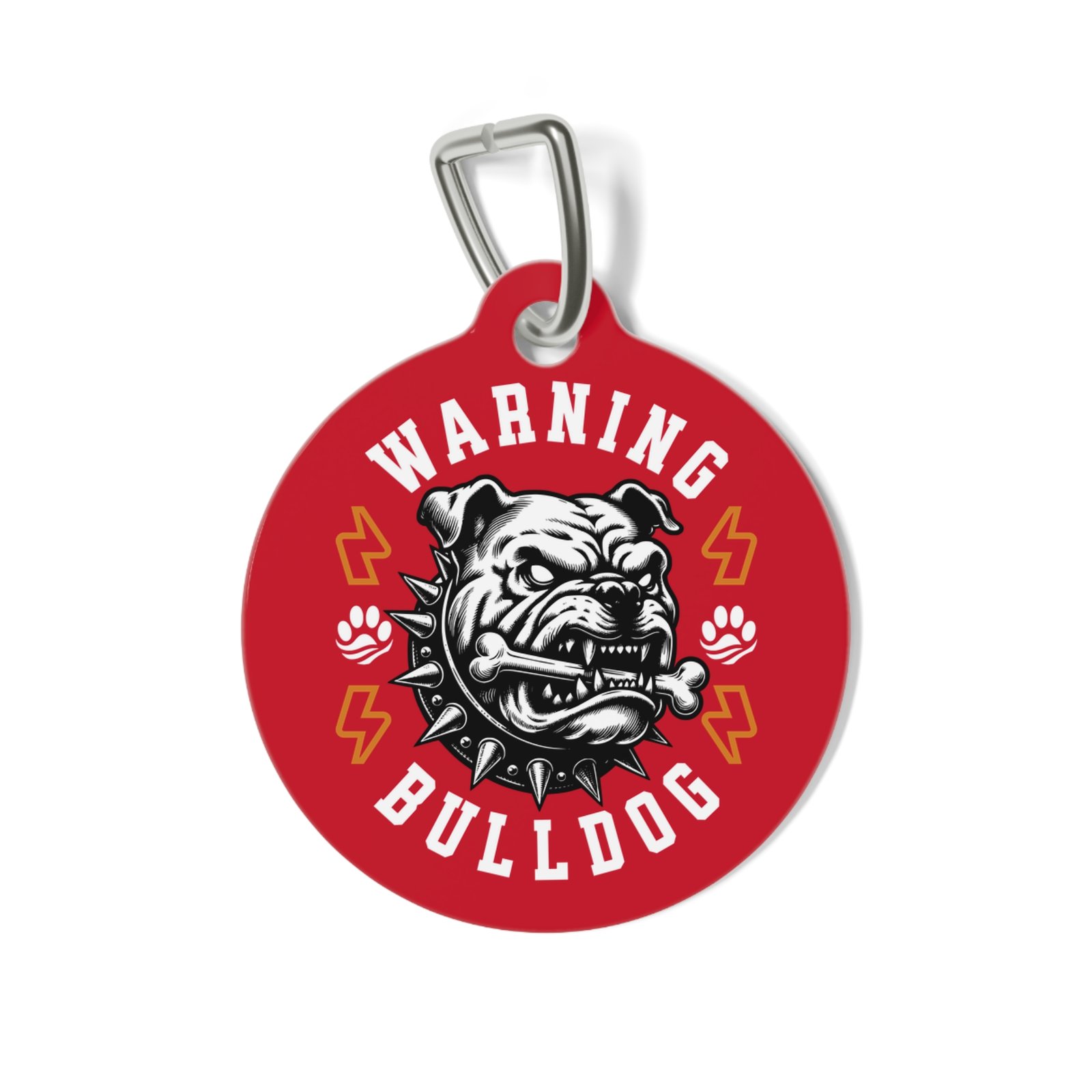 Pet Tag – Warning Bulldog Design, Durable Customizable Dog ID Tag