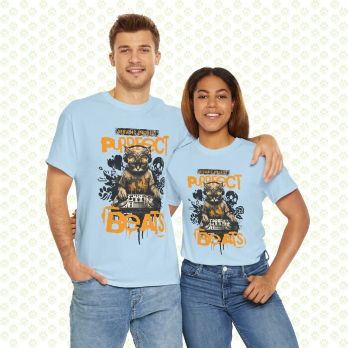 Mewsic Purfect Beats Unisex Tee – Cool DJ Cat Graphic, Fun Music & Cat Lover T-Shirt