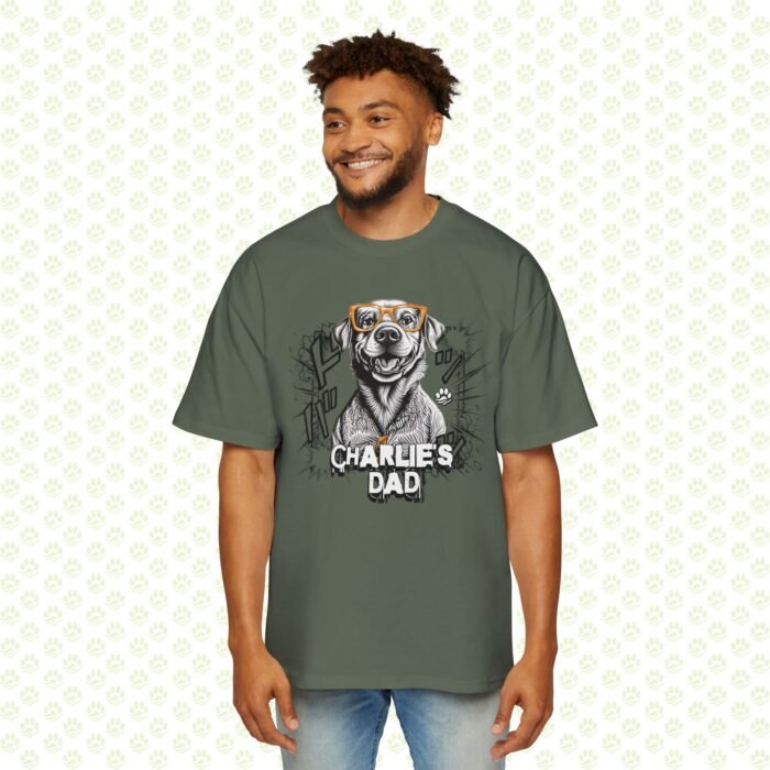 Personalized Dog Dad Men’s Heavy Oversized Tee – Custom Name, Bold Graphic, Trendy Gift for Pet Lovers - Image 3