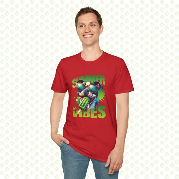 Dog Summer Vibes Unisex Softstyle T-Shirt – Cute Beach Dog Graphic Tee, Fun Pet Lover Summer Shirt - Image 7