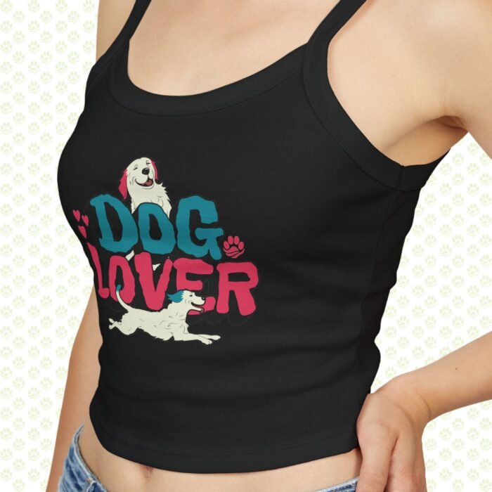 Dog Lover Women’s Spaghetti Strap Tank Top – Cute Summer Cami with Playful Dog Graphic, Comfortable Pet Mom Sleeveless Shirt - Image 2