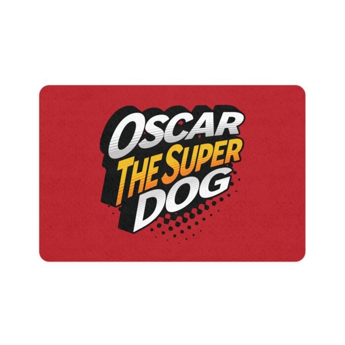 Personalized “The Super Dog” Pet Food Mat – Custom Name, Non-Slip Dog Feeding Mat, Fun Hero Design - Image 2