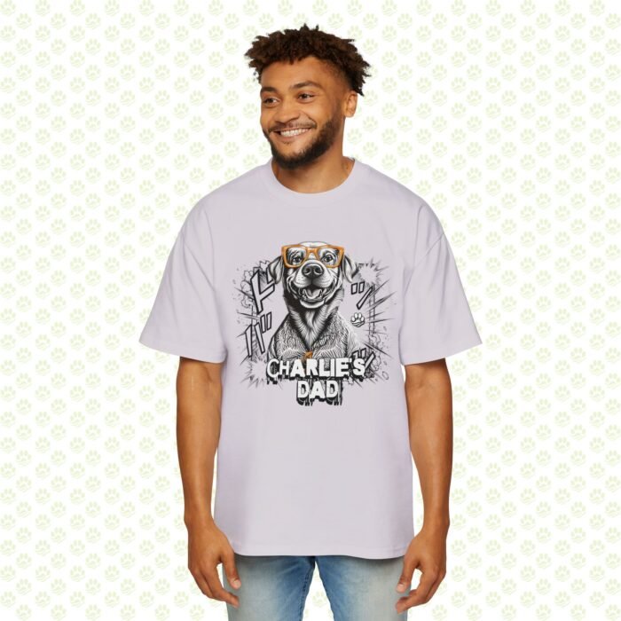 Personalized Dog Dad Men’s Heavy Oversized Tee – Custom Name, Bold Graphic, Trendy Gift for Pet Lovers - Image 4