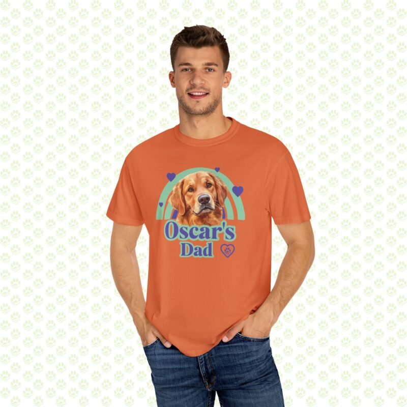Personalized Dog Dad Heart Garment-Dyed T-Shirt – Custom Name, Bold Heart Dog Graphic, Premium Unisex Pet Lover Tee