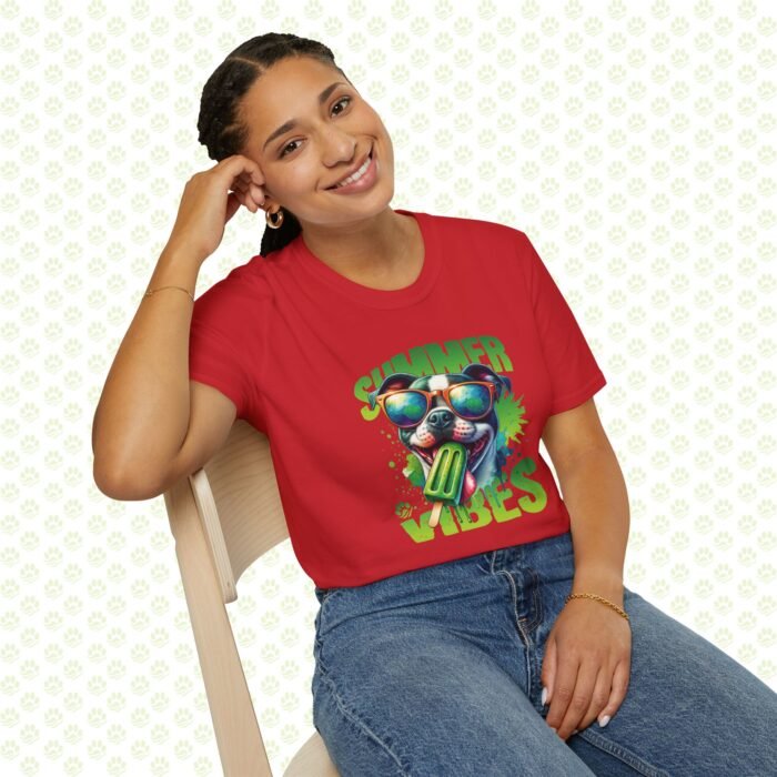 Dog Summer Vibes Unisex Softstyle T-Shirt – Cute Beach Dog Graphic Tee, Fun Pet Lover Summer Shirt - Image 8